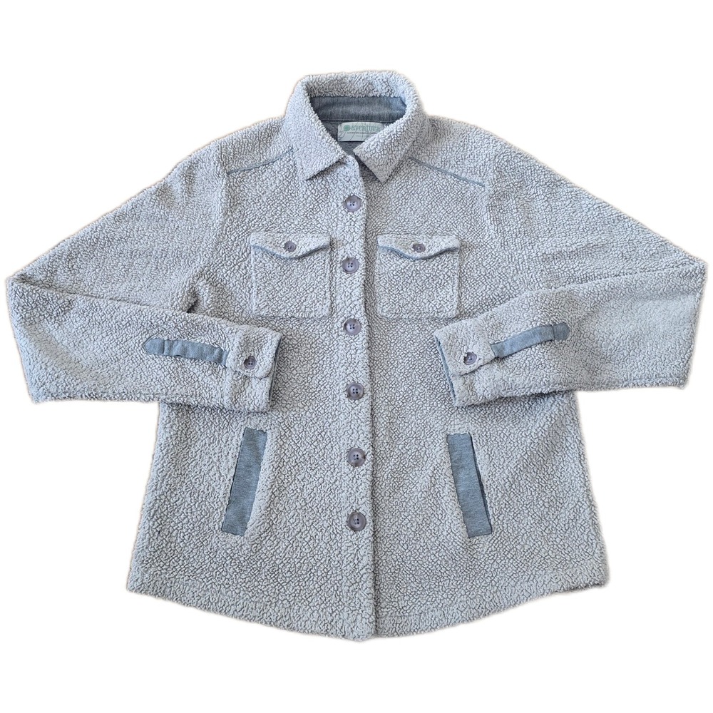 Aventura Clothing Sherpa Fleece Button Front Jacket‎ Gray Women's Size M